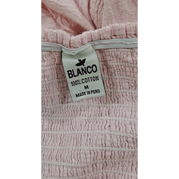 Pink Blanco by Nature Cotton Women's M Midriff Long Sleeve Top Made In Peru Boho - Picture 7 of 7